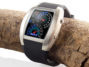 LED-Armbanduhr mit digitaler Anzeige im Kfz-Armaturen-Design