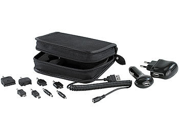 Ladekabel Adapter: Callstel Universal-Ladeset für iPhone, Handy, USB-Geräte an 12V/230V