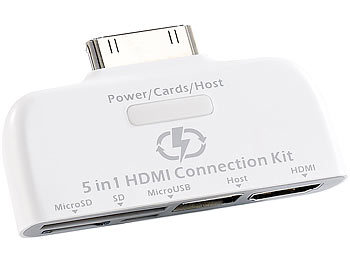 Callstel 5in1-Adapter für iPad mit HDMI-Ausgang, USB, SD, microSD/USB