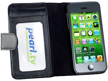 Xcase Schutzhülle m. Geldschein-& EC-Kartenfach für iPhone 5/5s/SE, schwarz