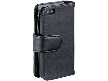 Xcase Schutzhülle m. Geldschein-& EC-Kartenfach für iPhone 5/5s/SE, schwarz