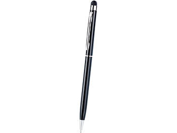 Callstel 3er-Set 2in1-Kugelschreiber und Touchscreen-Stift, extra-dünn, schwarz