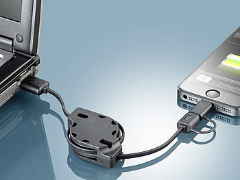 Callstel 2in1-Ladekabel, Micro-USB und 8-Pin, Apple-zertifiziert