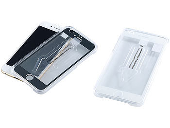 Somikon Randloses Displayschutz-Cover iPhone 6/s Plus Echtglas 9H weiß