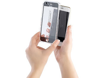Somikon Randlos Displayschutz-Cover iPhone 6/s Plus Echtglas 9H schwarz