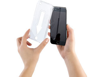 Somikon Randloses Displayschutz-Cover iPhone 6/s, Echtglas 9H, schwarz