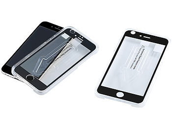 Somikon Randloses Displayschutz-Cover iPhone 6/s, Echtglas 9H, schwarz