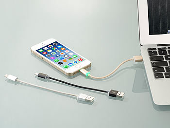 Callstel LED-Ladekabel für Micro-USB, 15 cm, silber