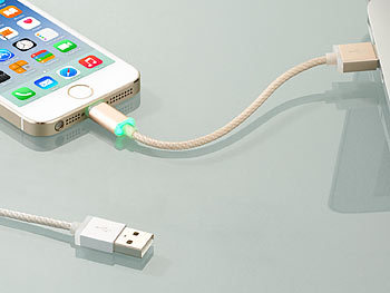 Callstel LED-Ladekabel für iPhone, Apple-lizenziert, 15 cm, gold
