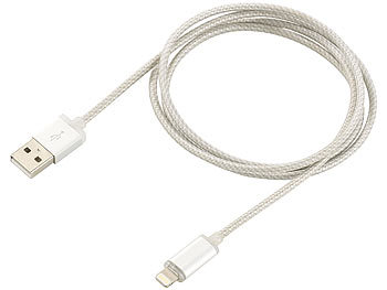 Callstel Iphone Ladekabel mit Ladestandsanzeige, silber, Apple-zertifiziert 1m