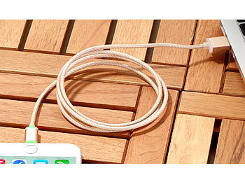 Callstel Iphone Ladekabel mit Ladestandsanzeige, gold , Apple-zertifiziert 1m