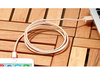 Callstel Iphone Ladekabel mit Ladestandsanzeige, gold , Apple-zertifiziert 1m