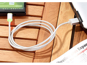 Callstel Lade- und Datenkabel mit LED, Micro-USB, 1 m, silber
