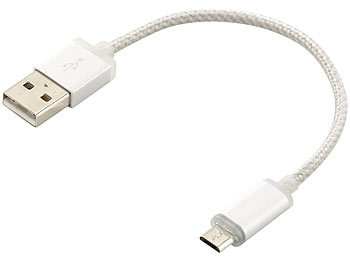 Callstel LED-Ladekabel für Micro-USB, 15 cm, silber