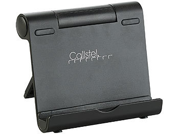 Smartphone Ständer: Callstel Aluminium-Tabletständer mit verstellbarem Winkel, schwarz