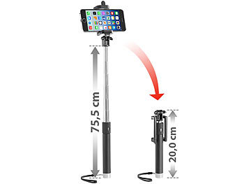 Somikon Selfie-Stick TS-120.BT mit Kippgelenk und Bluetooth-Auslöser
