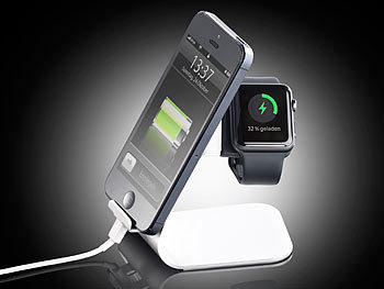 Callstel 2in1-Aluminium-Ladeständer für Apple Watch und Smartphones