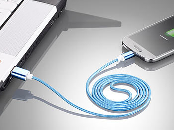Callstel 2er-Set Lade-/Datenkabel Micro-USB mit beidseitigen Steckern, 100 cm