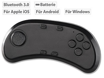 Controller, Bluetooth: auvisio BT-3.0-Gamepad & Musik-Controller für VR-Brillen, iOS, Android & PC