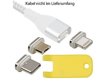 Magnet Ladekabel iPhone: Callstel Magnet-Adapter-Set mit Micro-USB-/Lightning-/Typ-C-Stecker für LDK-100