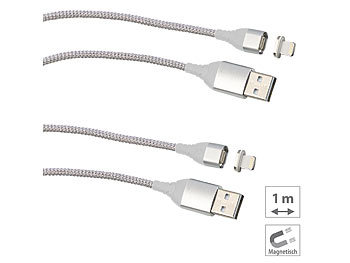 USB Ladekabel Magnet: Callstel 2er-Set USB-Lade- & Datenkabel mit magnetischem Lightning-Stecker, 1 m