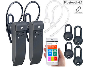 Kopfhörer mit Übersetzer: Callstel 2er-Set 2in1-Live-Übersetzer & In-Ear-Mono-Headset, Bluetooth, App