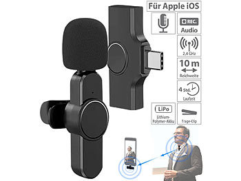USB C Mikrofon: Callstel Mini-Funkmikrofon-Set für USB-C-Geräte, 2,4 GHz, 48 kHz Stereo, 10 m