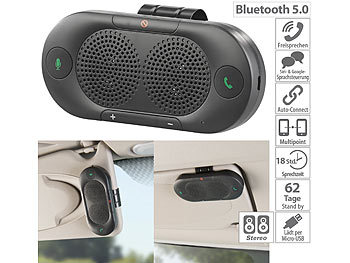 Freisprechanlage Auto: Callstel Stereo-Kfz-Freisprecher mit Bluetooth 5, Siri- und Google-kompatibel