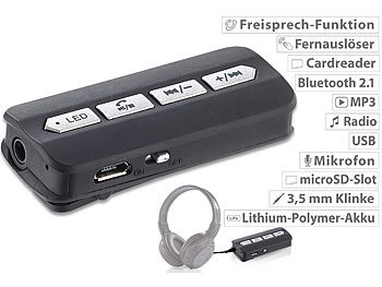 Receiver, Bluetooth: Callstel 5in1-Headset-Adapter, Bluetooth,Mikro, MP3, Radio, f. Klinke-Kopfhörer