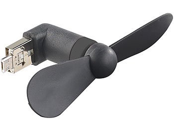 Handy Ventilator: Callstel Mini-Ventilator, USB & Micro-USB-Stecker für PC, Smartphone, Tablet