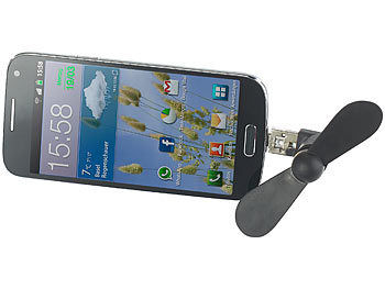 Callstel Mini-Ventilator, USB & Micro-USB-Stecker für PC, Smartphone, Tablet