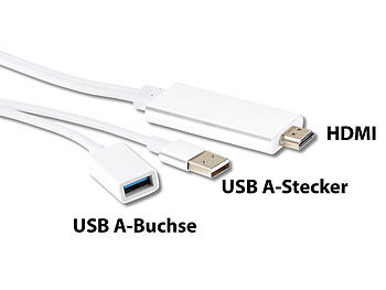 Callstel HDMI-Adapter für iPhone & iPad, USB-Stromversorgung, 1080p-Video