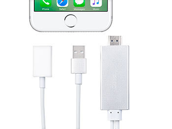 Callstel Lightning-auf-HDMI-Adapter für iPhone & iPad, USB-Strom, 1080p-Video