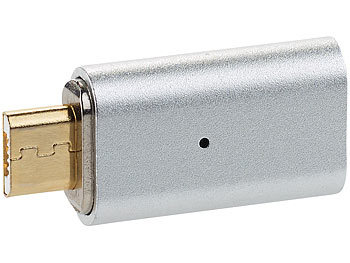 Callstel Magnetischer Micro-USB-Adapter für Lade- & Datenkabel, silber, 2er-Set