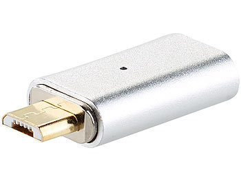 Callstel Magnetischer Micro-USB-Adapter für Lade- & Datenkabel, silber, 2er-Set