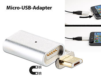 USB Magnetstecker: Callstel Magnetischer Micro-USB-Adapter für Lade- und Datenkabel, silber