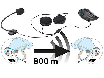 Callstel Freisprecheinrichtung für Motorrad-Helme mit Bluetooth, 800 m Intercom