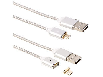 Magnetisches USB Kabel: Callstel USB-Lade- & Datenkabel mit magnetischem Micro-USB-Stecker, 1m, 2er-Set
