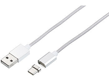 Callstel 3er-Set USB-Lade- & Datenkabel, magnetischer USB-C-Stecker, 1 m, 2,1 A