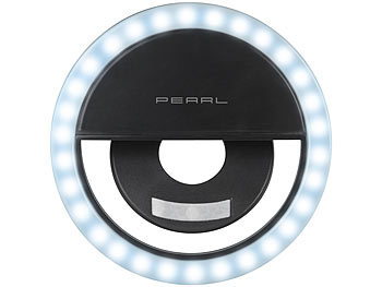 PEARL Akku-Aufsteck-Ringlicht für Smartphones, 72 CCT-LEDs, 3W, Ø3,3"(8,5cm)