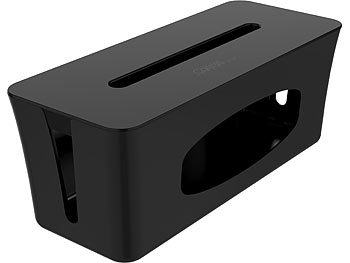 Callstel Kabelbox groß, 40x15,5x16,5 cm mit Ladesteckplatz im Deckel, schwarz