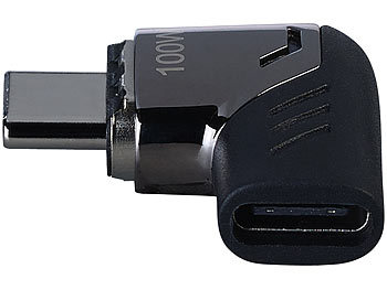 Callstel 2er-Set 90°-USB-C-Schnell-Ladeadapter mit Magnet-Stecker, PD bis 100 W