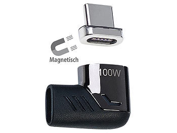 USB C Winkelstecker: Callstel 90°-USB-C-Schnell-Ladeadapter mit Magnet-Stecker, PD bis 100 Watt