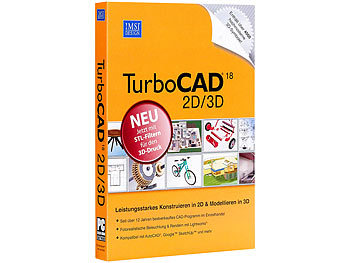 Designcad: IMSI TurboCAD V.18 2D/3D mit STL-Schnittstelle (3D Drucker-Format)