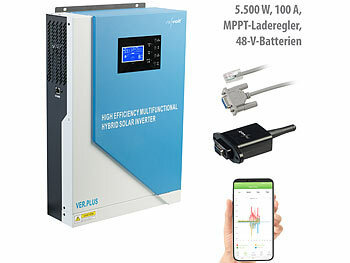 Hybrid Wechselrichter: revolt Off-Grid-Solar-Inverter + WLAN-Modul, 5.500 W, 100 A, MPPT-Laderegler