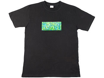 LED TShirt: infactory T-Shirt mit leuchtender LED-XL-Uhrzeit-Anzeige Größe S