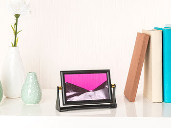 infactory Schwenkbares Mini-Sandbild "Dream Pink" mit Standfuß, 110 x 65 mm