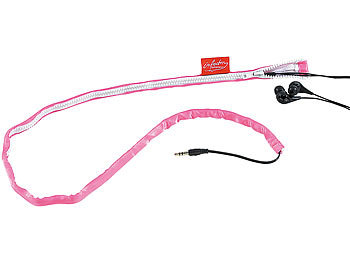 infactory Praktische Kabelführung für Ohrhörerkabel, Farbe Neon-Pink