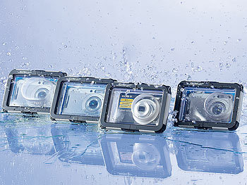 Kamera Wasserschutzhülle: Somikon Kamera-Tauchgehäuse mit Objektivführung (max. 95 x 62 x 20 mm)