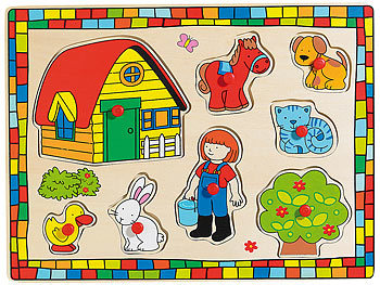 Playtastic Lustiges Holzpuzzle "Mein kleiner Bauernhof", 8-teilig